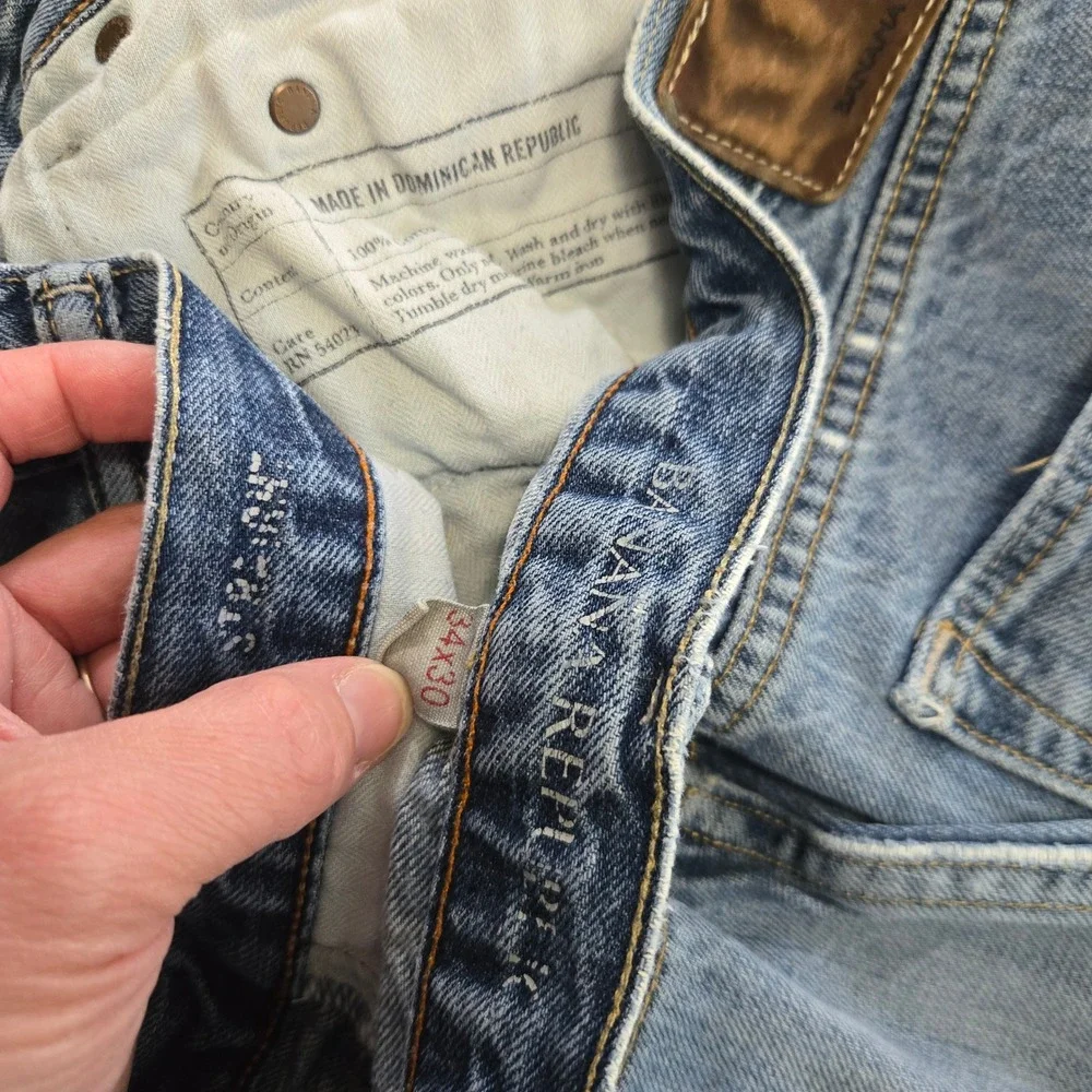 Banana Republic Mens Straight Leg Light Wash Blue Denim Jeans 34x30
